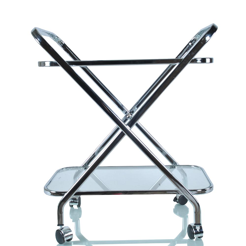 Everything Barware 16.5" x 26.25" x 30.5" Chrome XShape Bar Cart