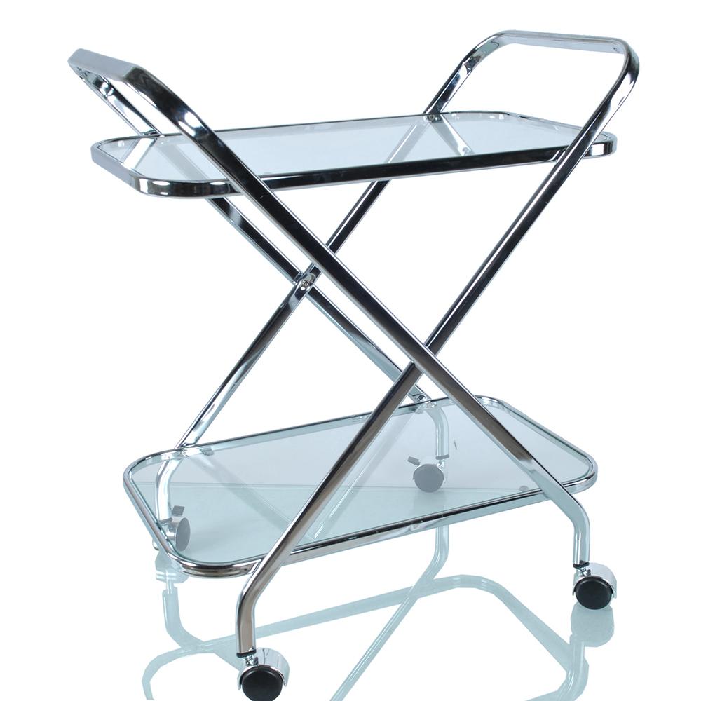 Everything Barware 16.5" x 26.25" x 30.5" Chrome XShape Bar Cart