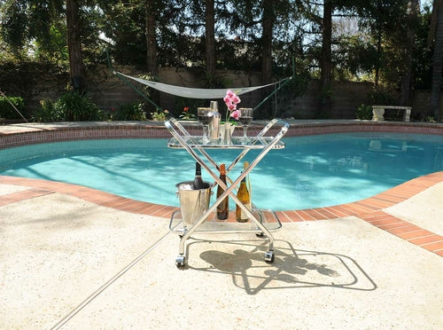 Everything Barware 16.5" x 26.25" x 30.5" Chrome XShape Bar Cart