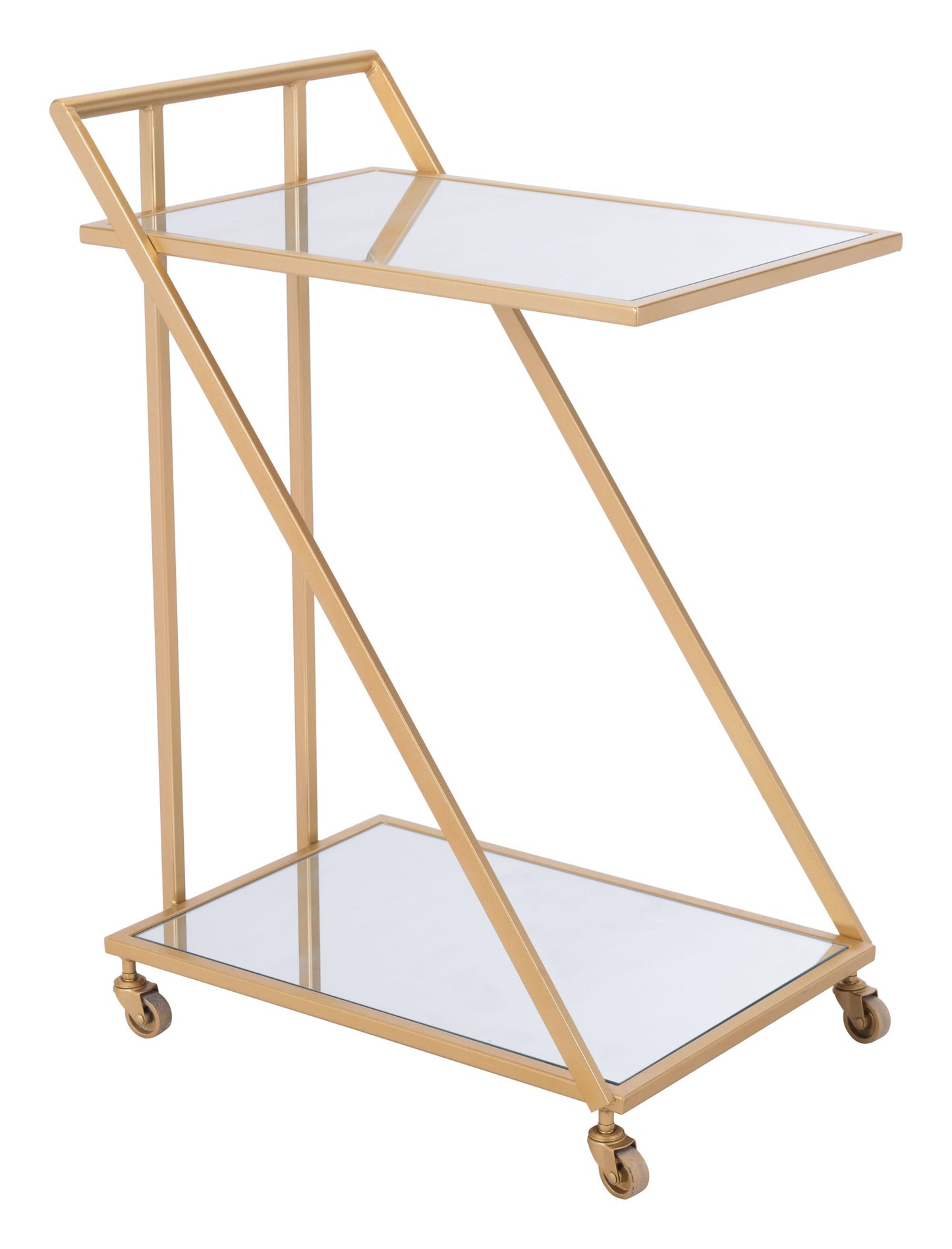 Gold, Mirror & Steel, Bar Cart 22" x 15.9" x 31.9" Jade