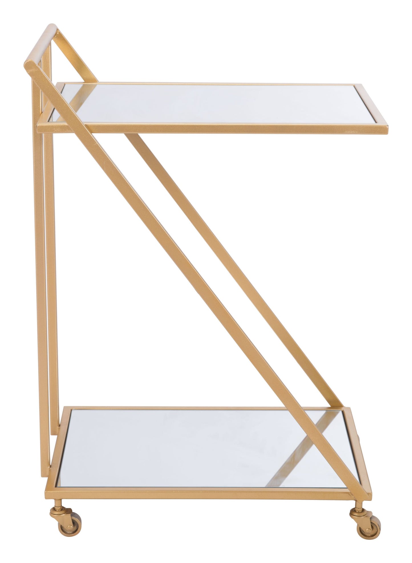 Gold, Mirror & Steel, Bar Cart 22" x 15.9" x 31.9" Jade