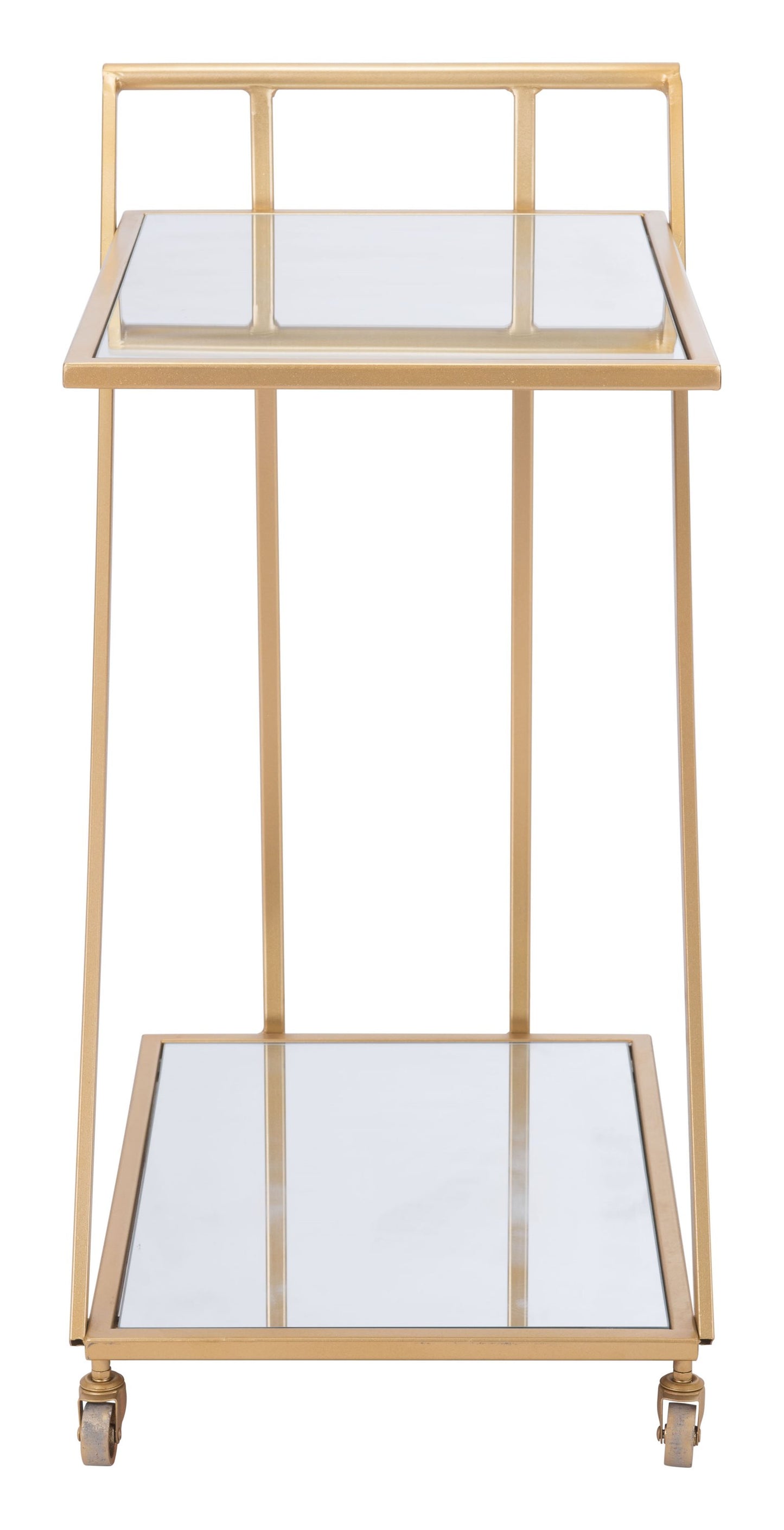 Gold, Mirror & Steel, Bar Cart 22" x 15.9" x 31.9" Jade