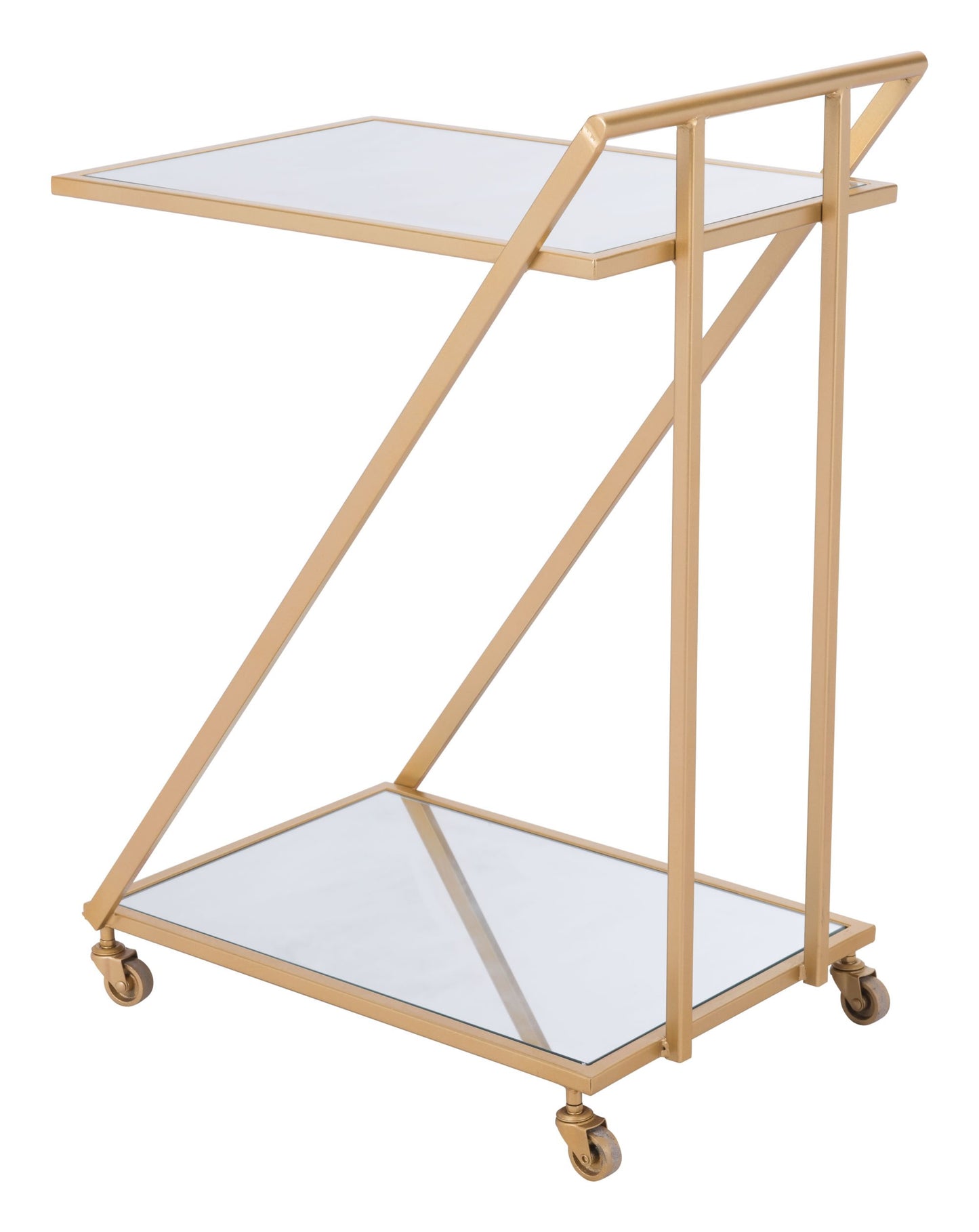 Gold, Mirror & Steel, Bar Cart 22" x 15.9" x 31.9" Jade