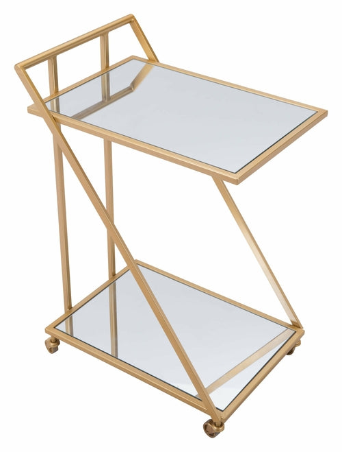 Gold, Mirror & Steel, Bar Cart 22" x 15.9" x 31.9" Jade