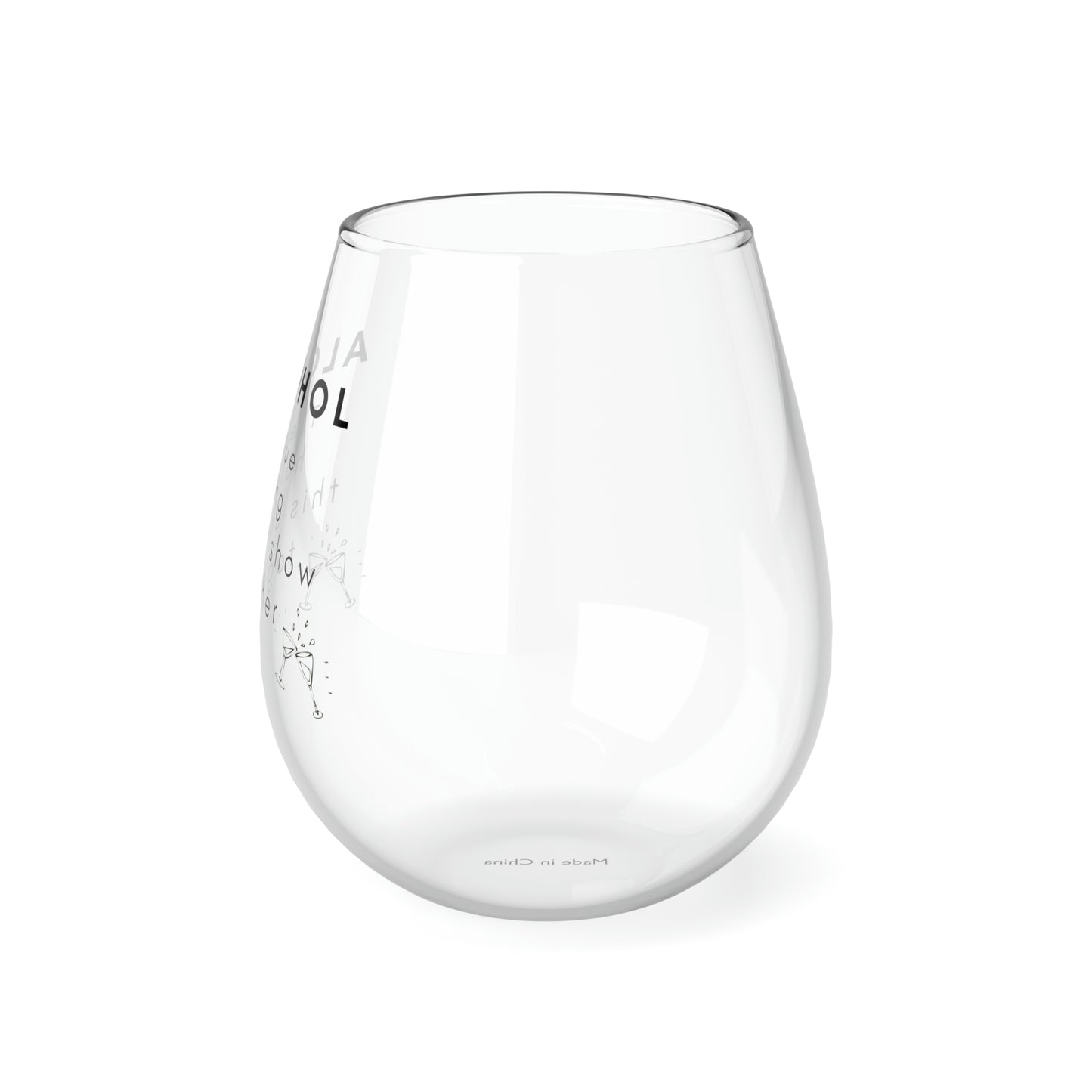 funny alcohol stemless wine glass