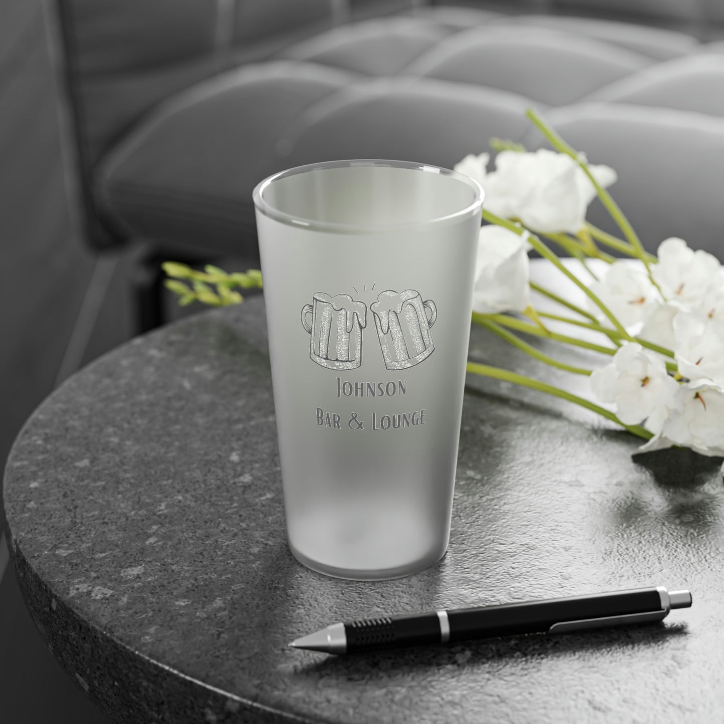 Personalized Frosted Pint Glass, 16oz Personalized Beer Glasses for Your Home Bar