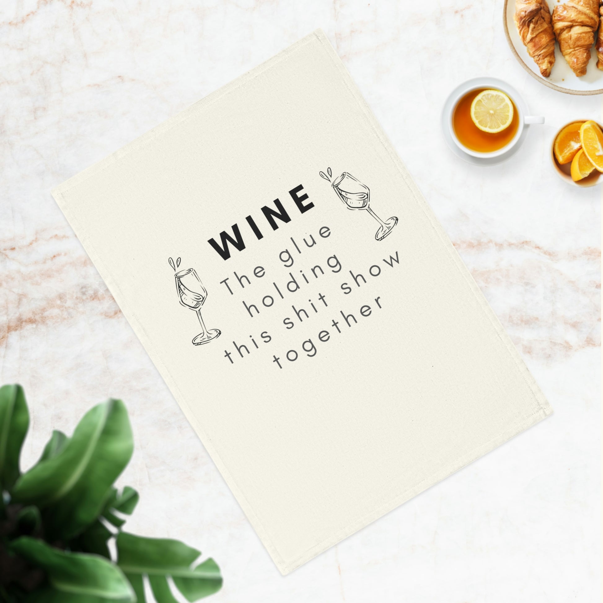 funny wine tea towel