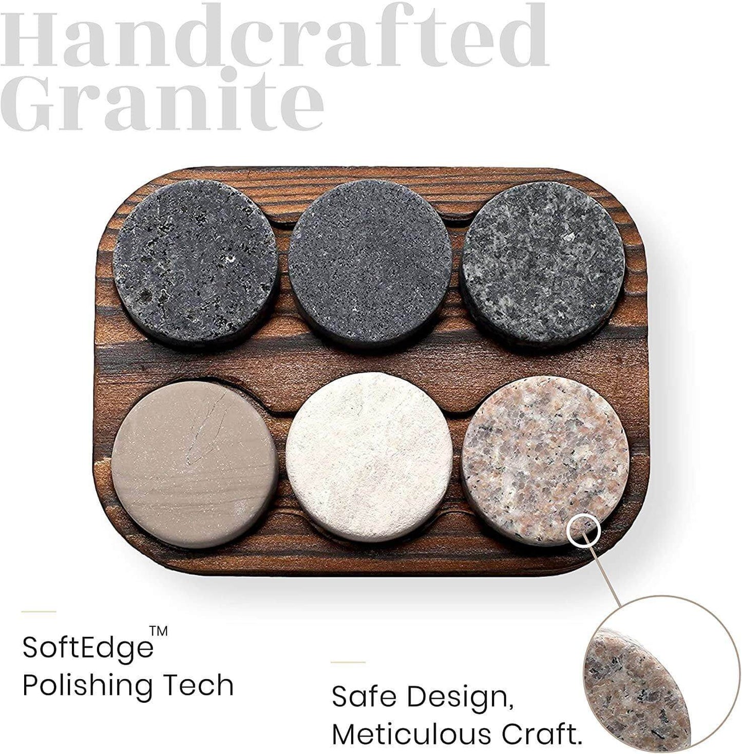 The Original ROCKS Whiskey Chilling Stones - Set of 6 Granite Stones Apricot Pontus