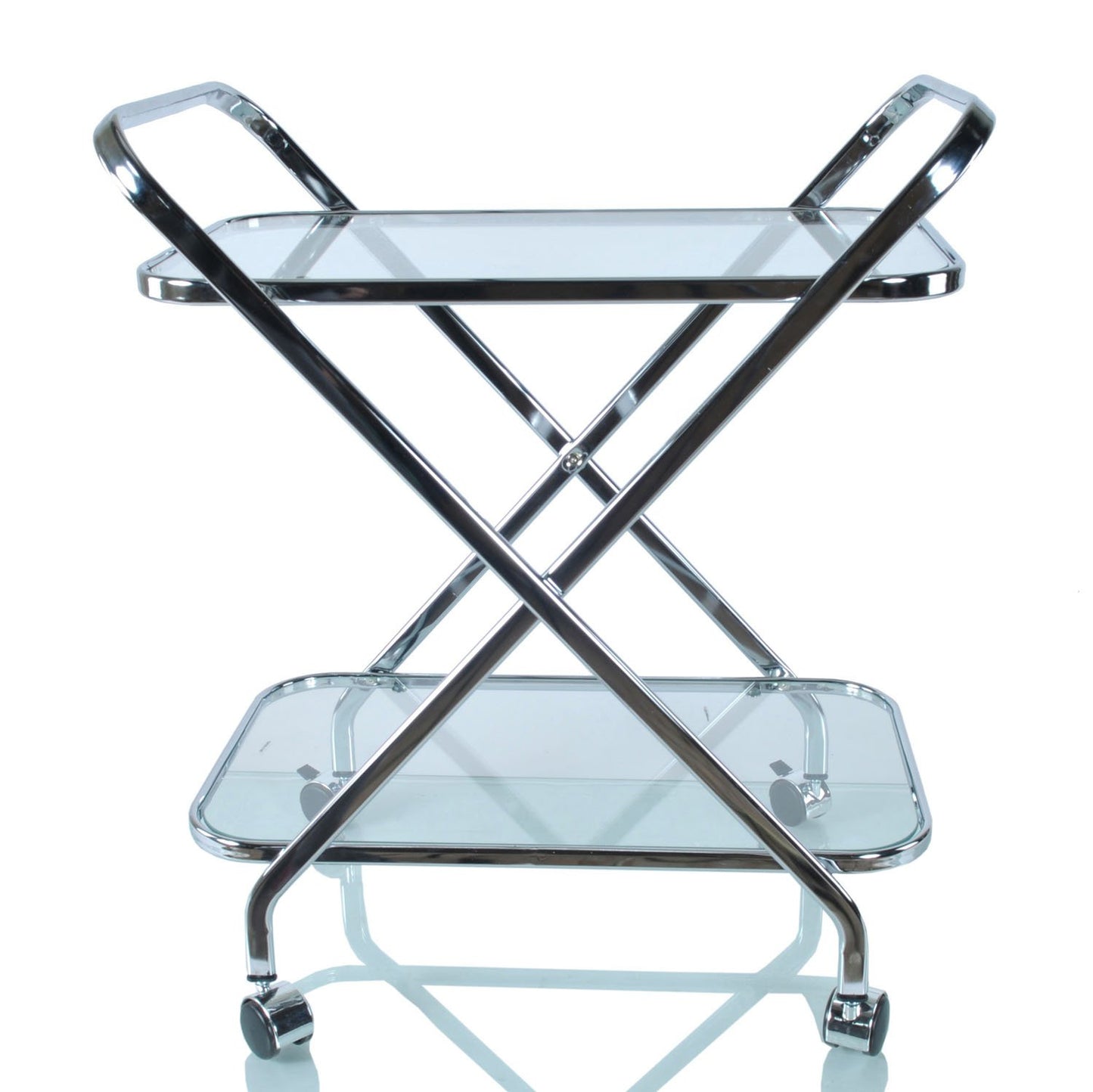 Bar Cart Anne Home - X-Shape Personal Bar Cart Brown Castor