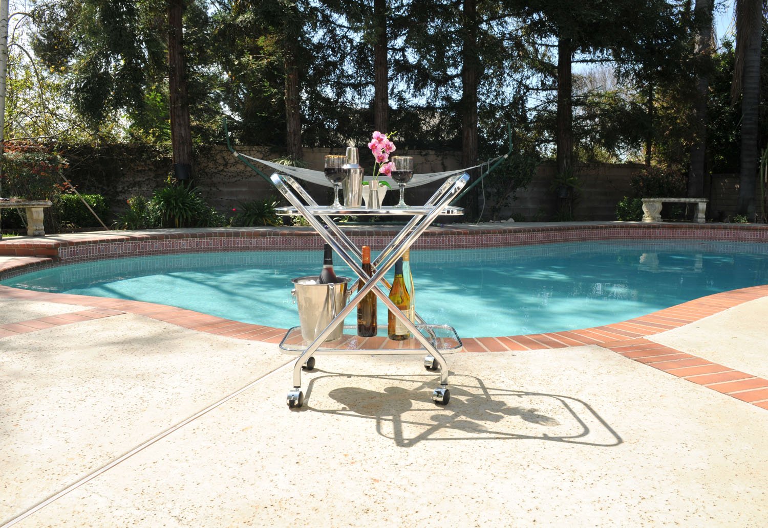 Bar Cart Anne Home - X-Shape Personal Bar Cart Brown Castor
