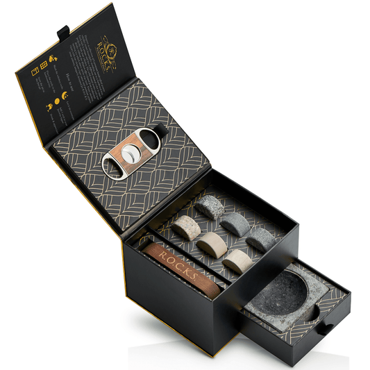 The Gentleman's Set - Cigar Aficionado Whiskey Stones Apricot Pontus