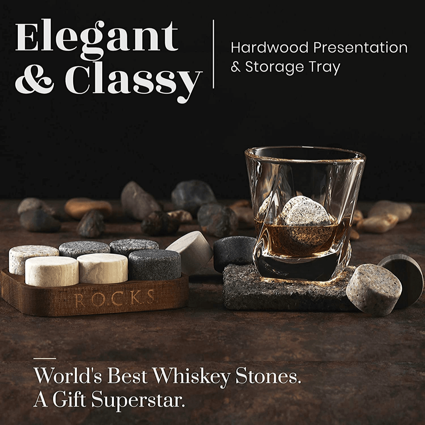 Whiskey Stones & Kentucky Bourbon Barrel Aged Coffee Tasting Gift Set Apricot Pontus