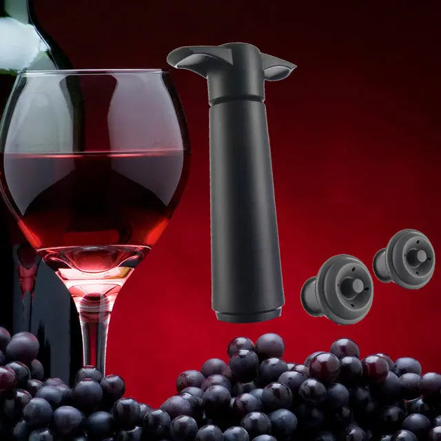 Wine Bottle Sealer Vacuum Wine Pump With 2 Stoppers Grey Milo