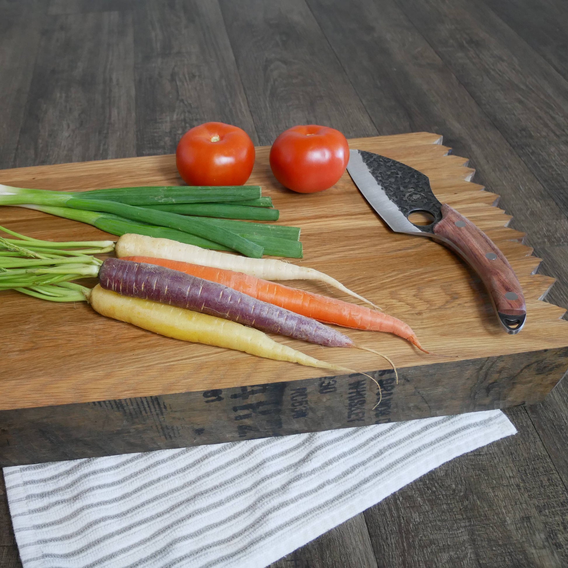 Bourbon Barrel Chopping Block 21" Edge Grain Burgundy Smokey