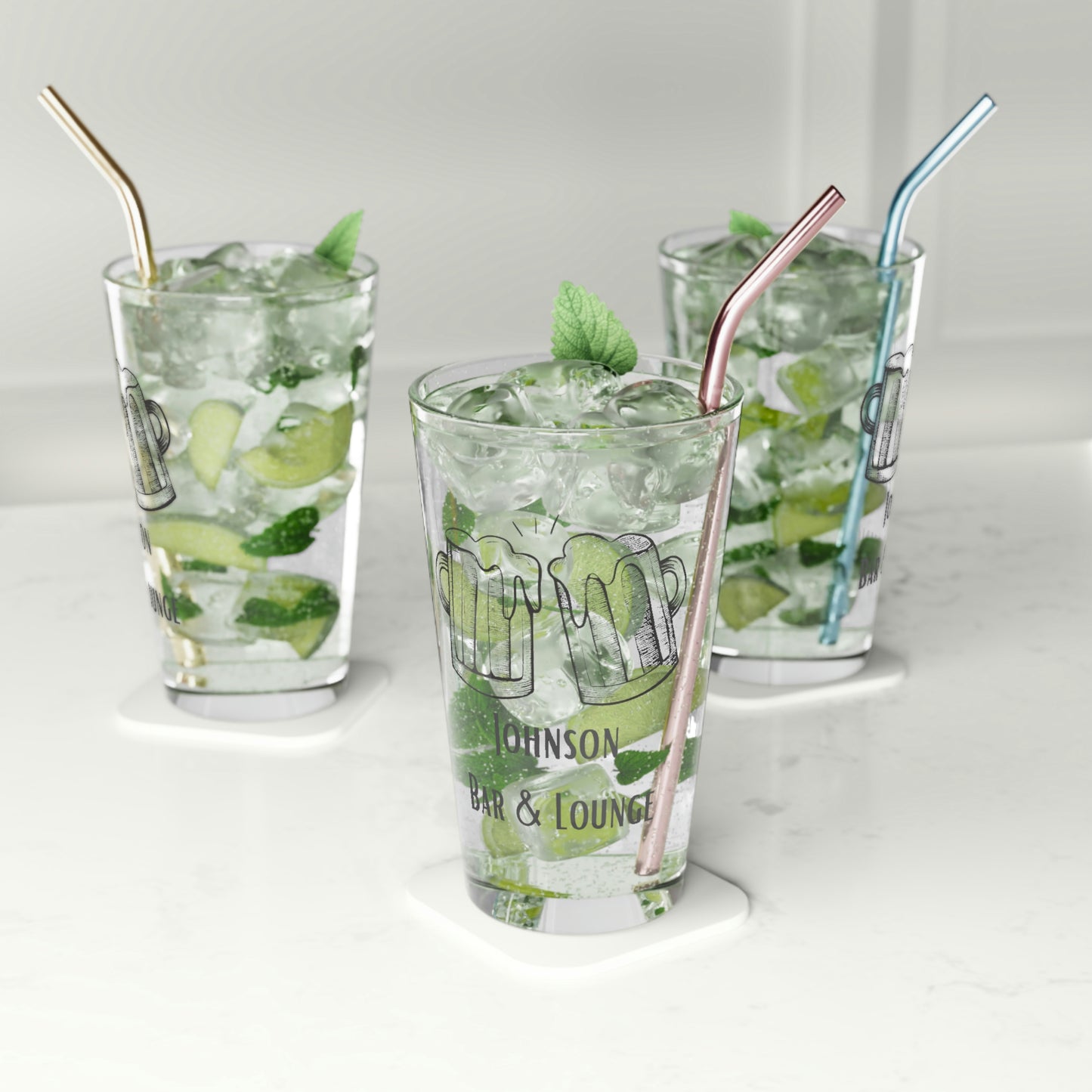 Custom Beer Glass Personalized Bar Pint Glass, 16oz