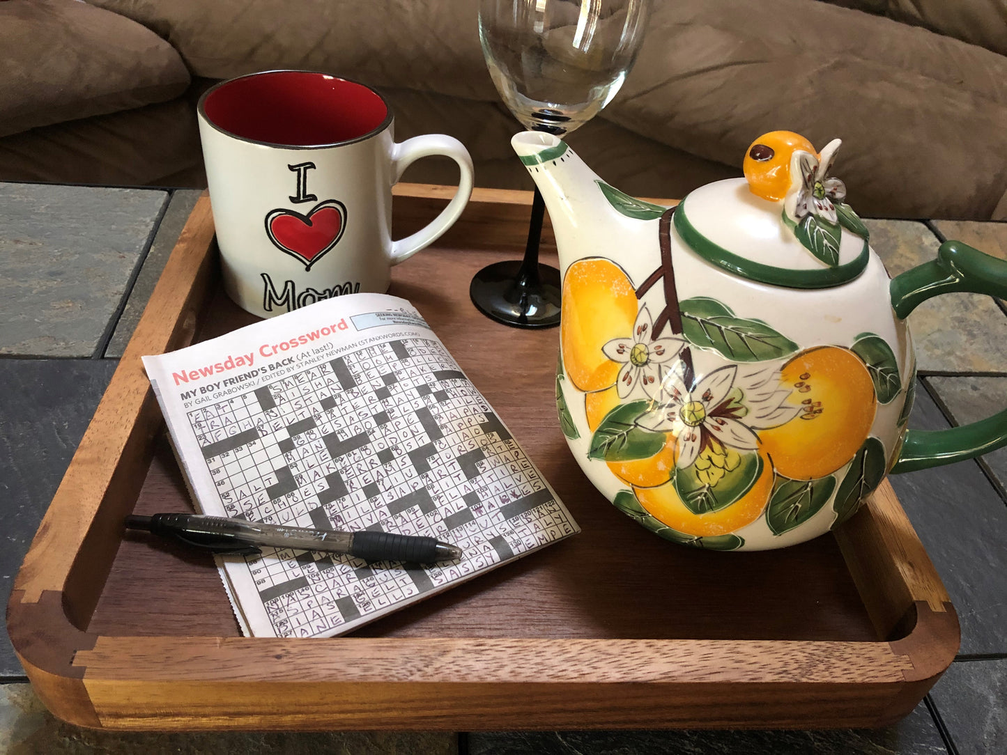 Rectangular Serving Tray 14" x 18" Beautiful Acacia Wood Azure Lily