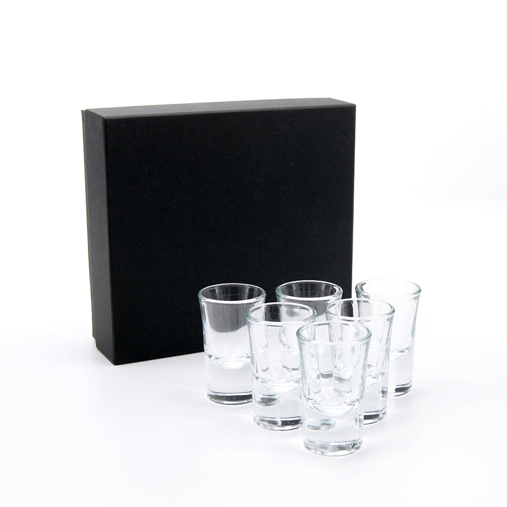 6 Shot Glasses in Black Presentation Gift Box, Gifts for Women and Men Lime Sycamore