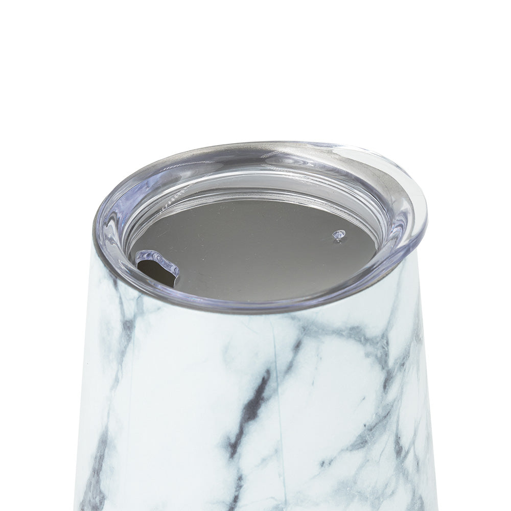DRINCO® 12oz Insulated Wine Tumbler Glass (Pacifica White Marble) Orchid Lavender