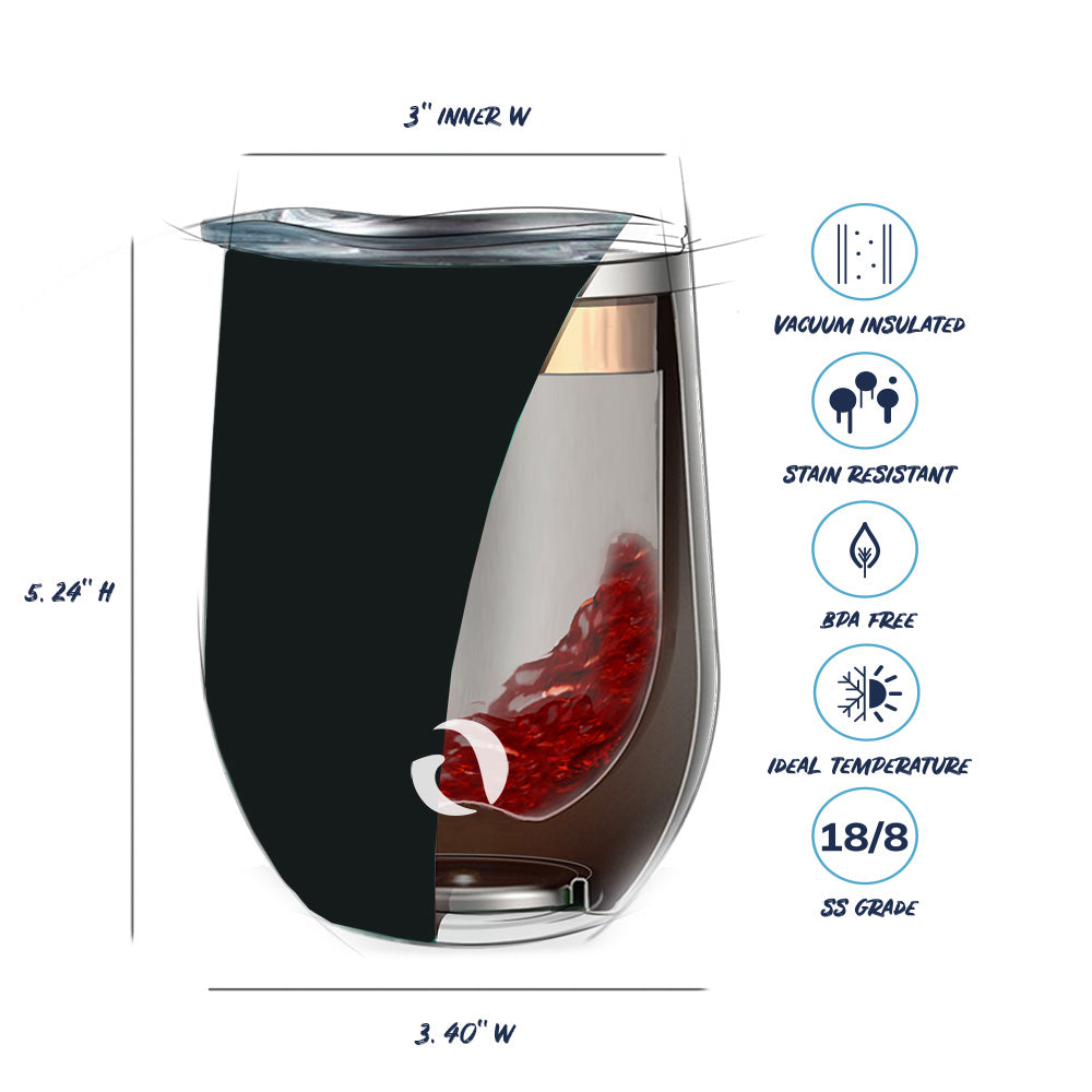 DRINCO® 12oz Insulated Wine Tumbler Glass (Matte Charcoal) Orchid Lavender