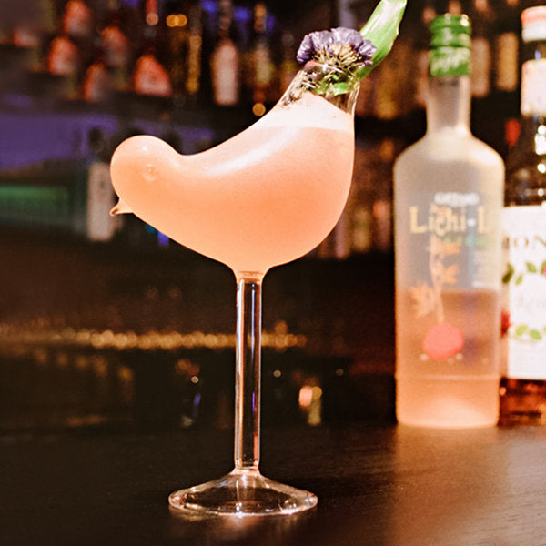 Bird Cocktail Glass Fuchsia Molly