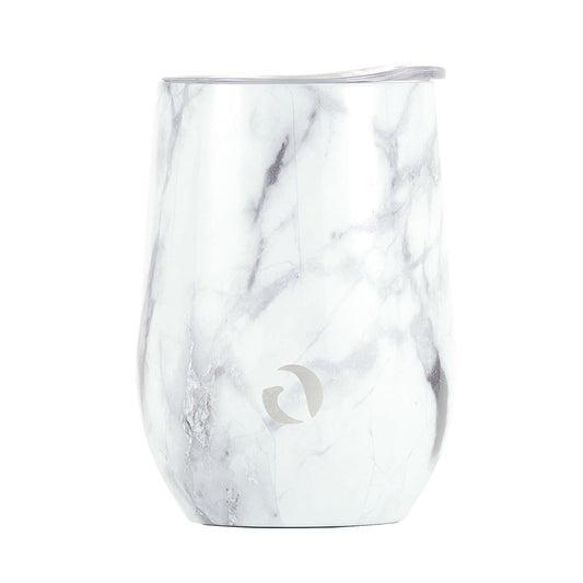 DRINCO® 12oz Insulated Wine Tumbler Glass (Pacifica White Marble) Orchid Lavender