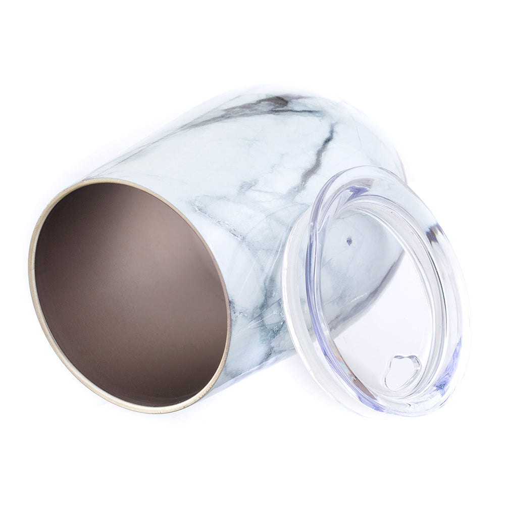 DRINCO® 12oz Insulated Wine Tumbler Glass (Pacifica White Marble) Orchid Lavender