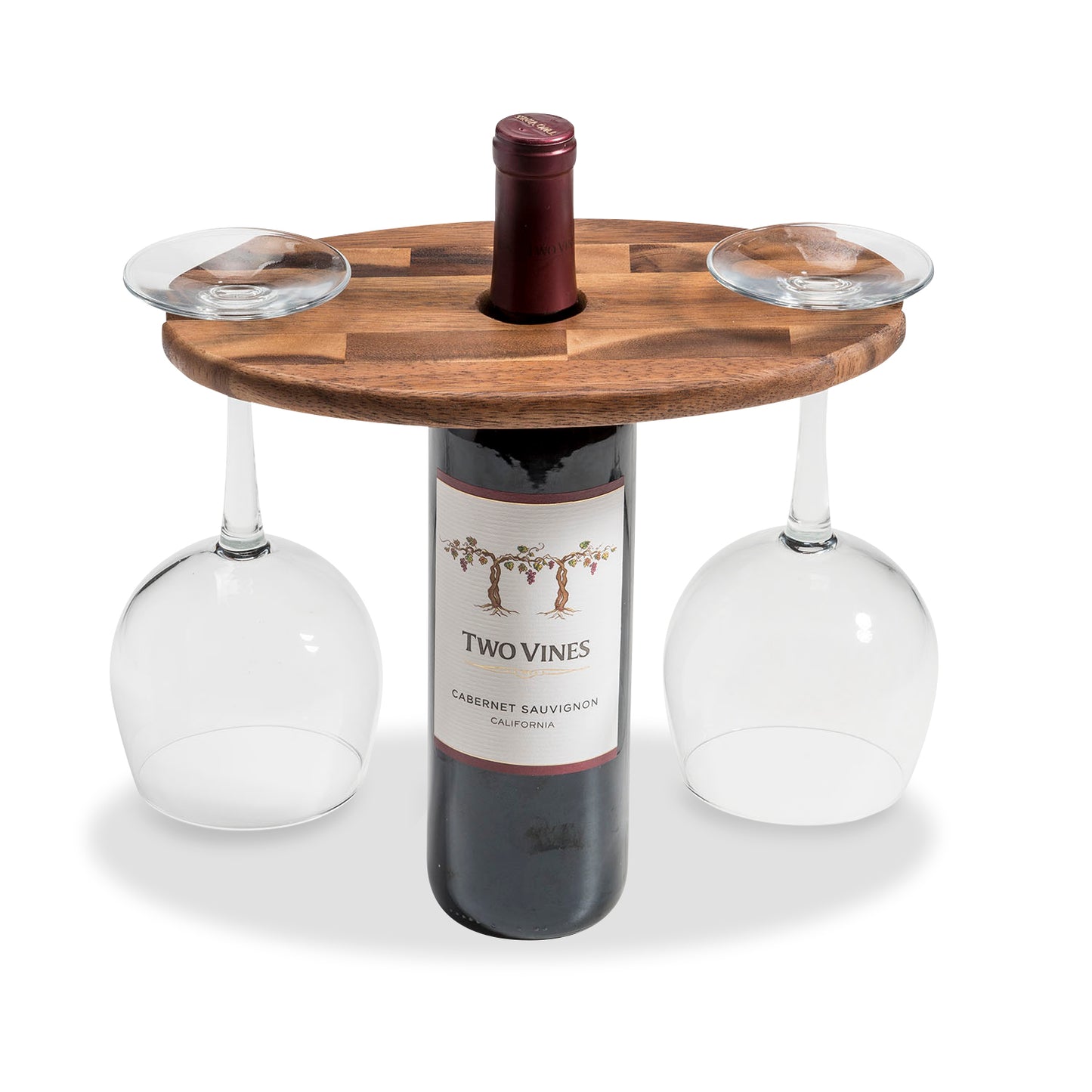 Handcrafted Acacia Wood Wine Glass Caddy Azure Lily