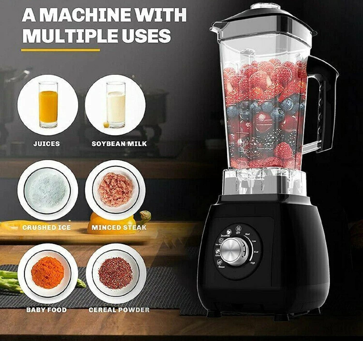 2L Countertop Blender 2000W Fruit Smoothie Blender Lilac Milo
