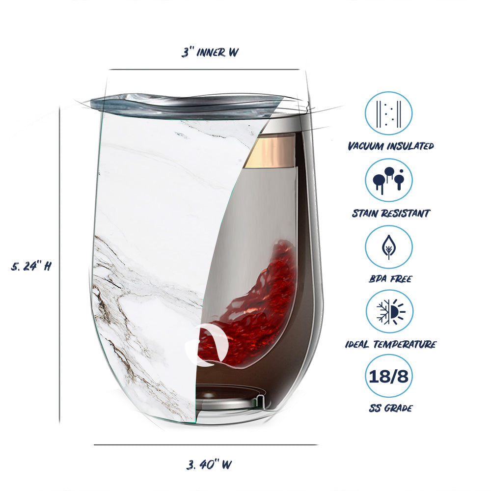 DRINCO® 12oz Insulated Wine Tumbler Glass (Pacifica White Marble) Orchid Lavender
