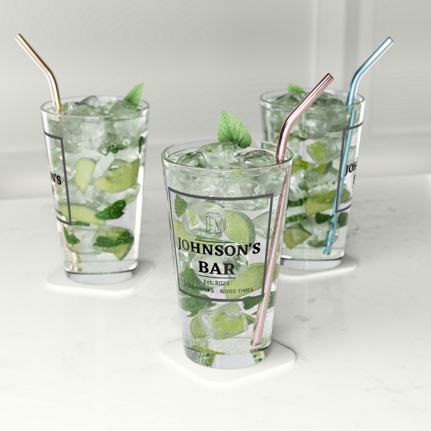 Personalized Bar Pint Glass 16oz