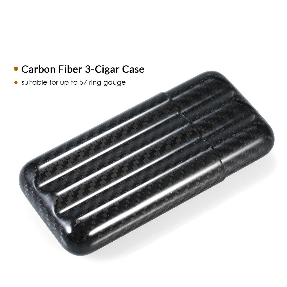 3 Cigar Case Black Carbon Fiber Cigar Storage Tube Grey Ismene