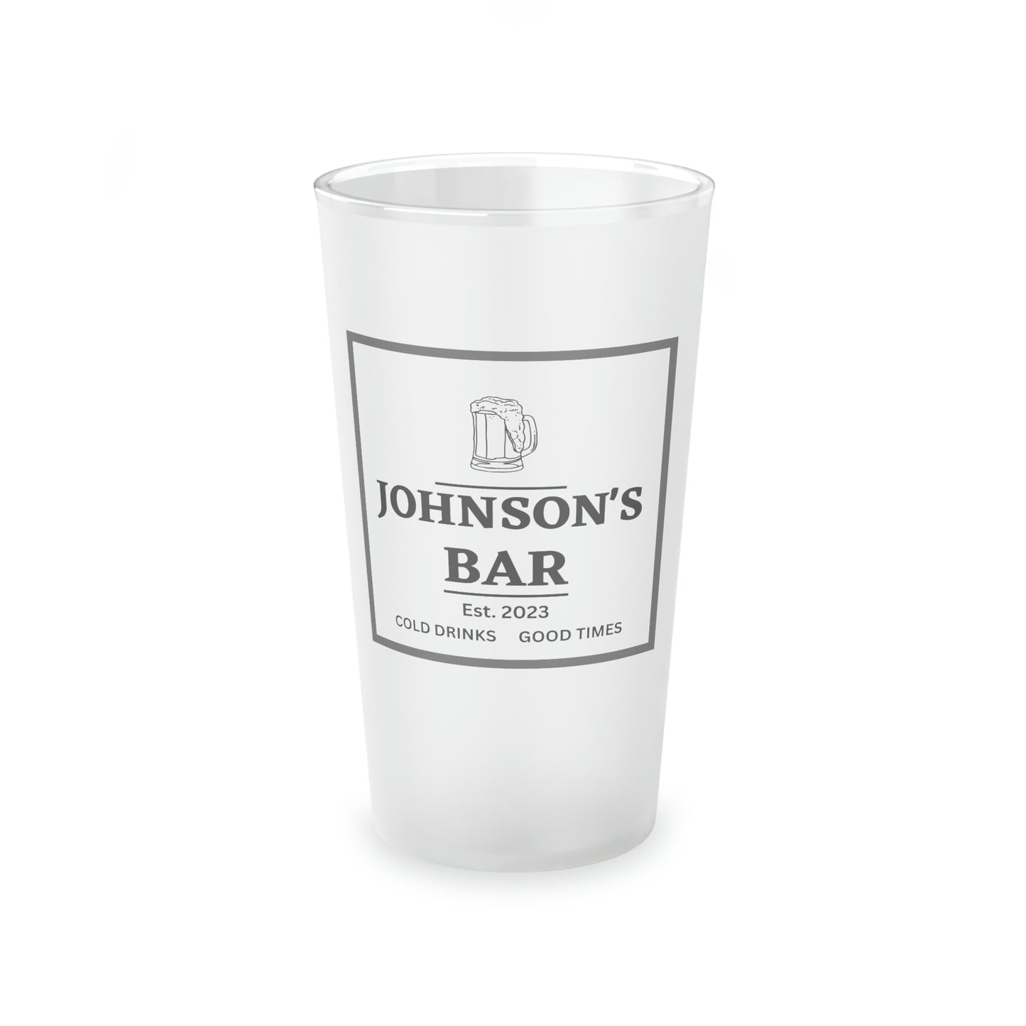 Personalized Bar Frosted Pint Glass, 16oz Personalized Beer Glasses for Your Home Bar