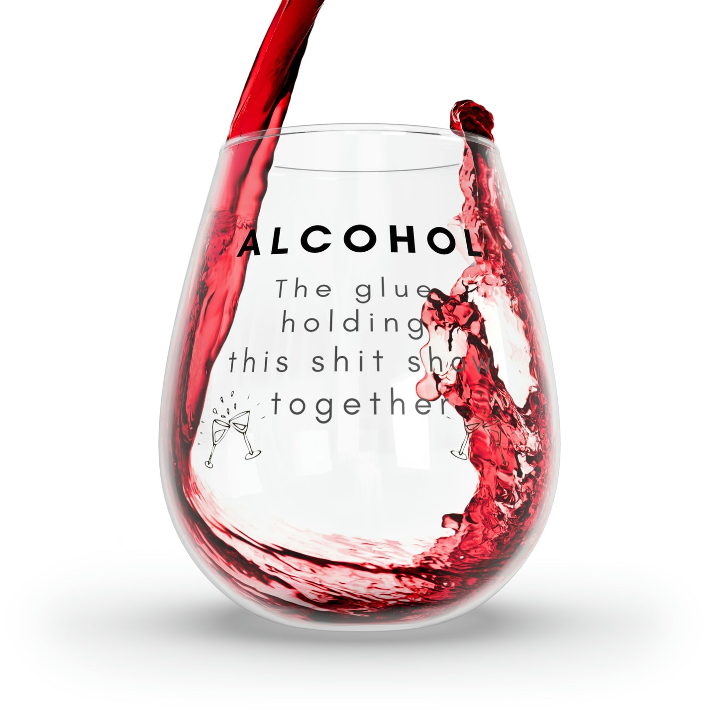 funny alcohol stemless wine glass