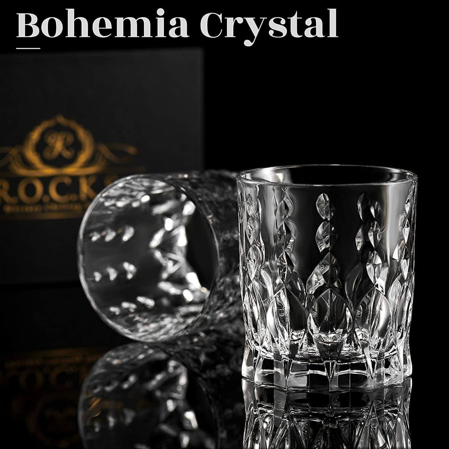 Crystal Whiskey Glasses - Set of 2 Monarch Glass Tumblers (11.5oz) Apricot Pontus