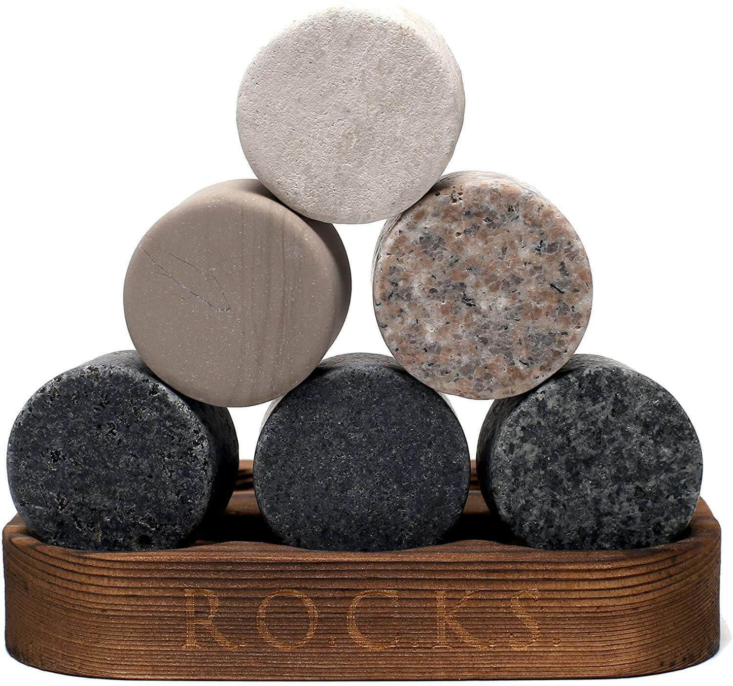 The Original ROCKS Whiskey Chilling Stones - Set of 6 Granite Stones Apricot Pontus