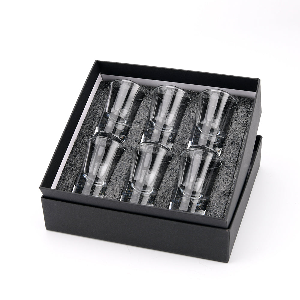 6 Shot Glasses in Black Presentation Gift Box, Gifts for Women and Men Lime Sycamore
