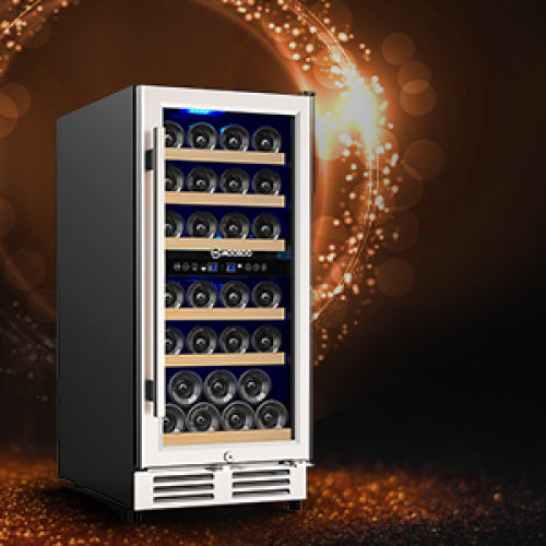 15 Inch Dual Zone Wine Cooler Refrigerator Wine Fridge Teal Simba