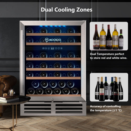 24 Inch Beverage and Wine Cooler Dual Zone Wine Refrigerator Teal Simba