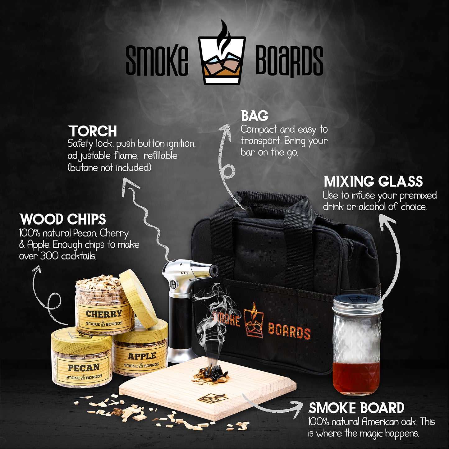 Cocktail Smoker Kit with Torch for Smoking Bourbon Whiskey cocktails Lilac Chronos